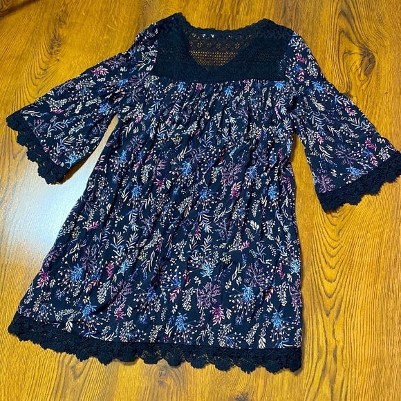 🌷 Dex 🌷 Floral Crochet Lace Flare Sleeve  Babydoll Dress Vintage 90s - Picture 6 of 9